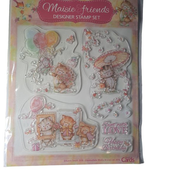 Karen Smith Maudie & Friends Clear Stamp Set Birthday Cards Cats Rare - Picture 1 of 9